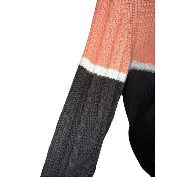 LuLaRoe Lauren Faux Cashmere Sweater Dress Size M Cable Knit Peach Black Soft - Picture 7 of 11